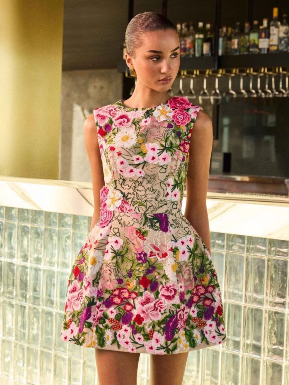 Elliatt Floral Embroidered Tulip Skirt Minidress XS